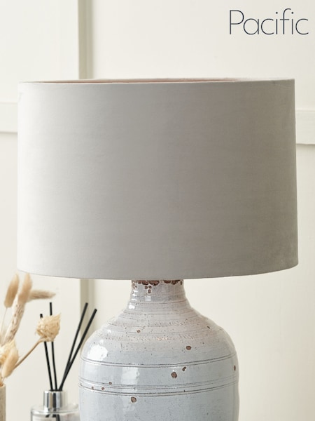 Pacific Lifestyle Grey Rene Velvet Cylinder Shade (AV9489) | £35 - £45