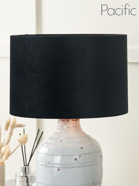 Pacific Lifestyle Black Bow Velvet Cylinder Shade (AV9497) | £40 - £70