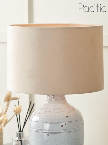 Pacific Lifestyle Greige Rene Velvet Cylinder Shade (AV9503) | £35 - £65