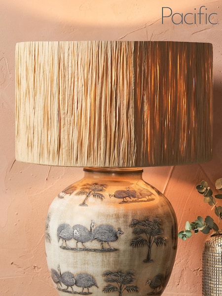 Pacific Lifestyle Natural Tilia Raffia Cylinder Shade (AV9516) | £50 - £90