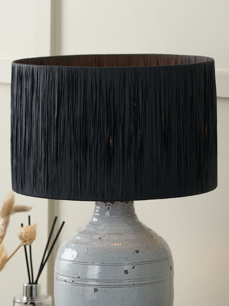 Pacific Lifestyle Black Tilia Raffia Cylinder Shade (AV9521) | £50 - £90