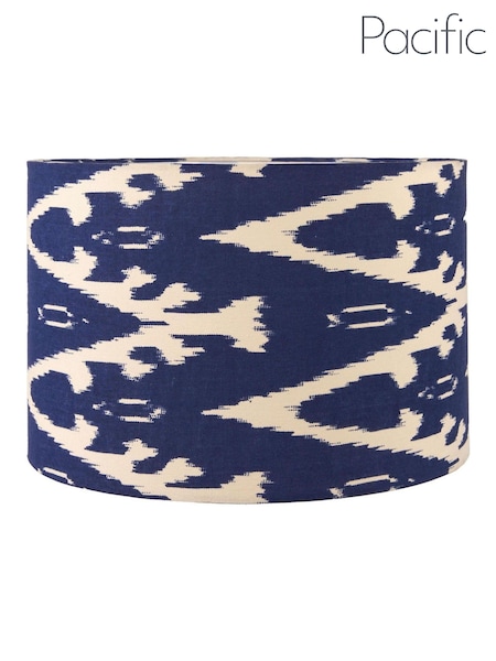 Pacific Lifestyle Ocean Blue Lars Ikat Patterned Cylinder Shade (AV9523) | £40 - £50