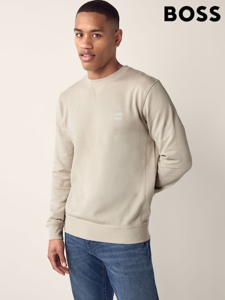 BOSS Natural Relaxed Fit Westart Logo Patch 100% Cotton Terry Jersey Sweatshirt (AV9992) | £99