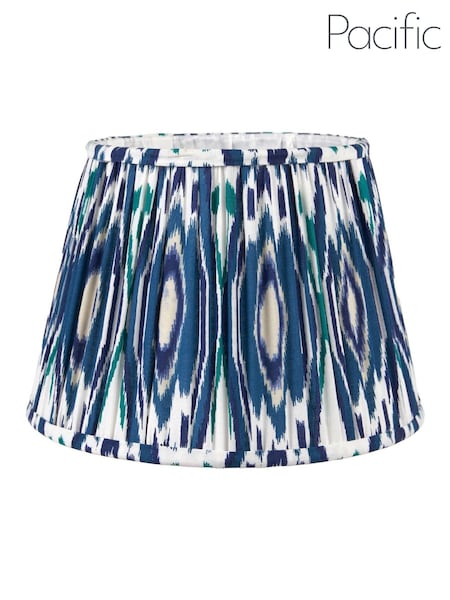 Pacific Lifestyle Ocean Blue Izara Ikat Patterned Mushroom Pleat Tapered Shade (AW0023) | £35 - £45