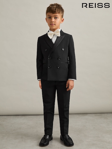 Reiss Black Knightsbridge Db 3-9 yrs Wool-Blend Double-Breasted Tuxedo Jacket (AW0082) | £98