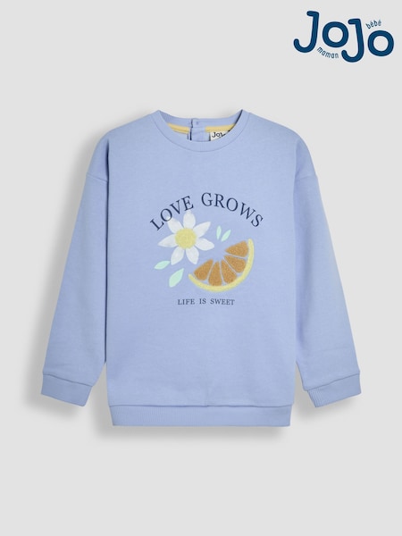 JoJo Maman Bébé Cornflower Floral Appliqué Crew Neck Sweatshirt (AW0097) | £26 - £27