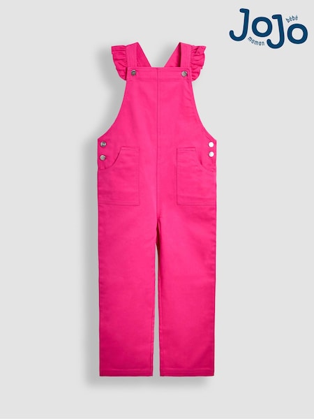 JoJo Maman Bébé Fuchsia Pink Frill Shoulder Dungarees (AW0105) | £28 - £29