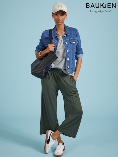 Baukjen Green Cropped Palazzo Trousers (AW0191) | £69