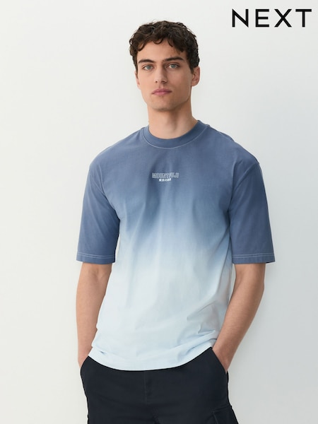 Blue 100% Cotton Dip Dye T-Shirt (AW0528) | £22