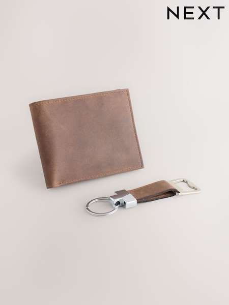 Brown Leather Wallet and Keyring Set (AW0605) | £35