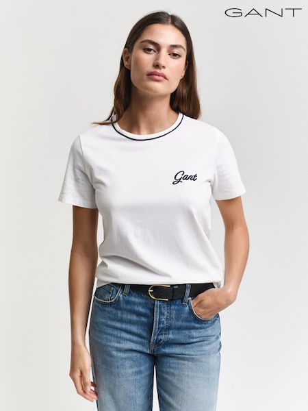 GANT Cream Regular-Fit Short Sleeve 100% Cotton T-Shirt (AW0750) | £45