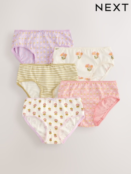 Purple Ditsy print briefs 5 pack (1.5-16yrs) (AW0847) | £0