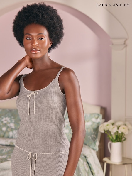 Laura Ashley Charcoal Grey Ribbed Lounge Vest (AW0861) | £20