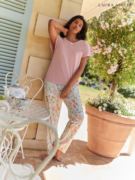 Laura Ashley Elston Garden Cotton Jersey Short Sleeve Pyjamas (AW1108) | £35