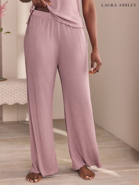 Laura Ashley Mauve Ribbed Wide Leg Lounge Trousers (AW1126) | £25