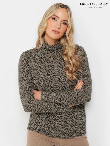 Long Tall Sally Animal Animal Print Roll Neck Soft Touch Top (AW1167) | £29
