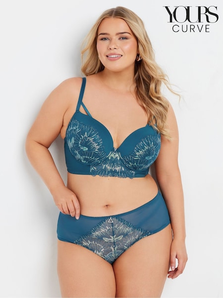 Yours Curve Green Lauren Iridescent Long Line Bra (AW1203) | £33