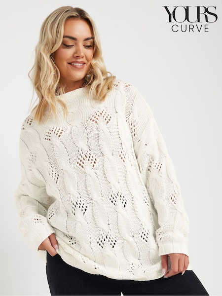 Yours Curve Natural Cable Pointelle Jumper (AW1226) | £37