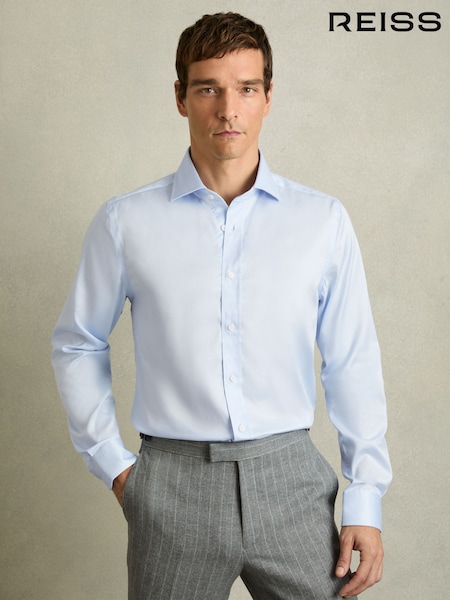 Reiss Soft Blue Bishopsgate Cotton-Tencel Stretch Shirt (AW1270) | £88