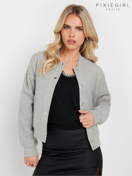 PixieGirl Petite Grey Bomber Jacket (AW1331) | £51