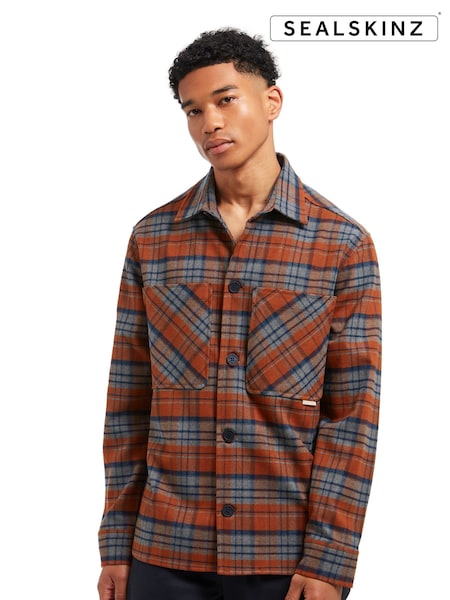 Sealskinz Orange Thrigby Checkered Buttoned Down Shirt (AW1421) | £179