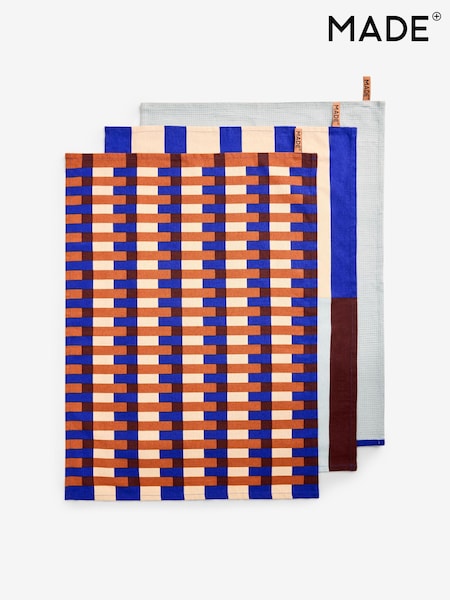 MADE.COM Set of 3 Brown Terri Tea Towels (AW1479) | £18