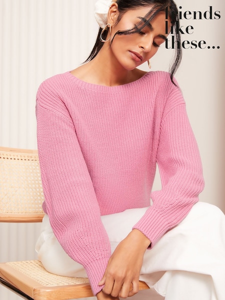 Friends Like These Pink Off The Shoulder Jumper (AW1807) | £35