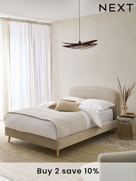 Soft Velvet Pebble Matson Upholstered Bed Frame (AW1818) | £325