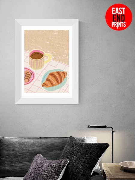 East End Prints White Coffee and Croissant Beige Blush by Kartika Paramita (AW1849) | £50 - £130