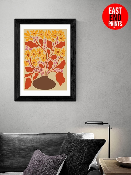 East End Prints Black Retro Patal Pottery by Miho Art Studio (AW1877) | £50 - £130