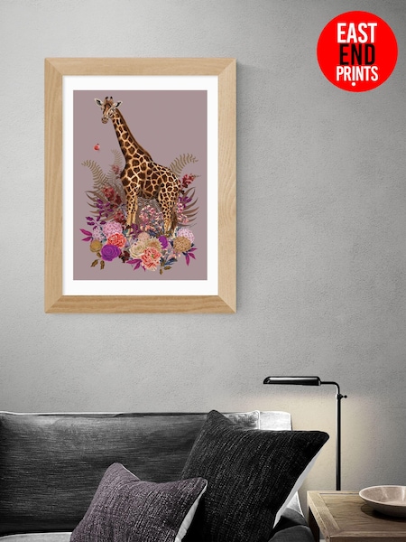 East End Prints Oak Giraffe Floral Pink by Becca Who (AW1880) | £50 - £130