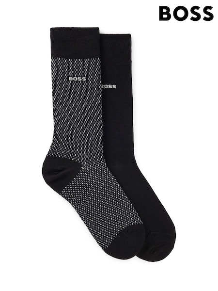 BOSS Black Patterned Regular Length 2 Pack Socks (AW2005) | £16