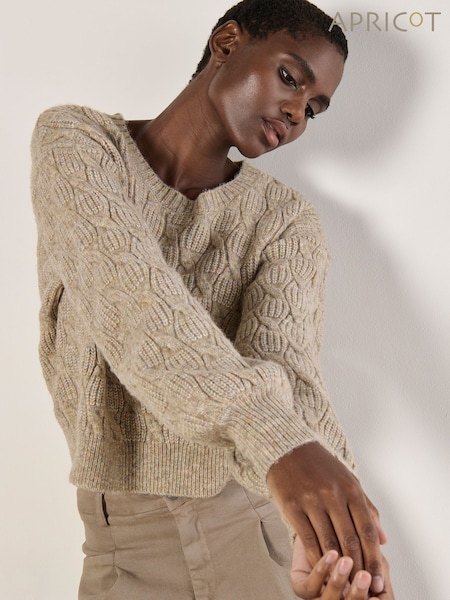Apricot Natural Plait Cable Multifleck Jumper (AW2050) | £39