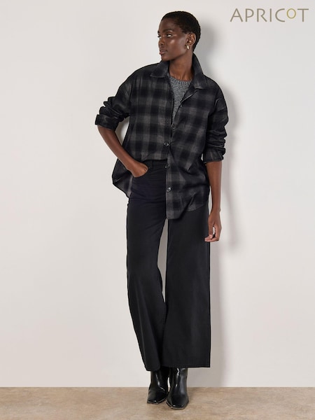 Apricot Grey Oversized Distressed 100% Cotton Check Shirt (AW2062) | £39