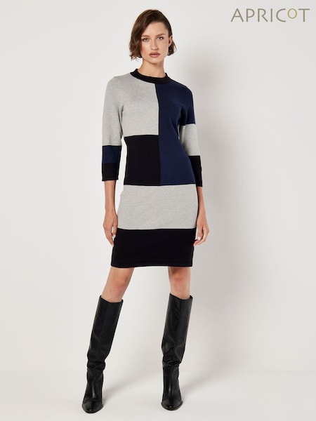 Apricot Blue Constructive Colourblock Knit Dress (AW2076) | £39