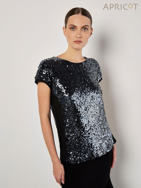 Apricot Grey Rainbow Sequin T-Shirt (AW2079) | £35