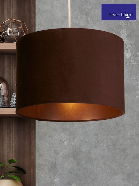 Searchlight Chocolate Truffle Velvet Drum Shade (AW2101) | £20