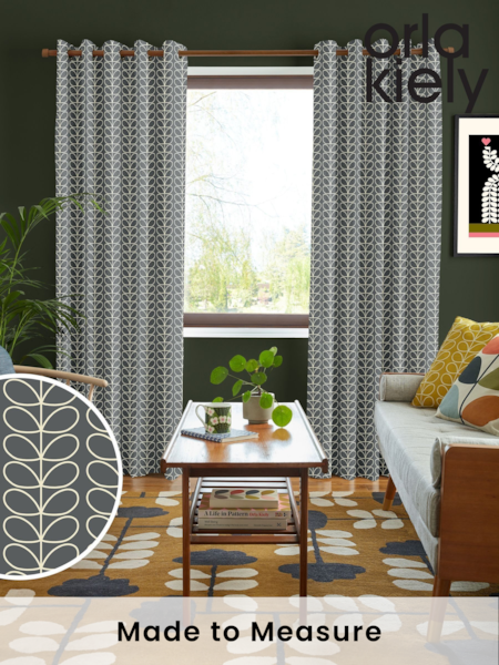 Orla Kiely Cool Grey Linear Stem Made to Measure 100% Cotton Curtains (AW2215) | £91