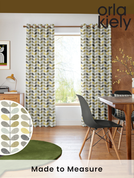 Orla Kiely Seagrass and Duckegg Blue Scribble Stem Made to Measure Curtains (AW2218) | £91