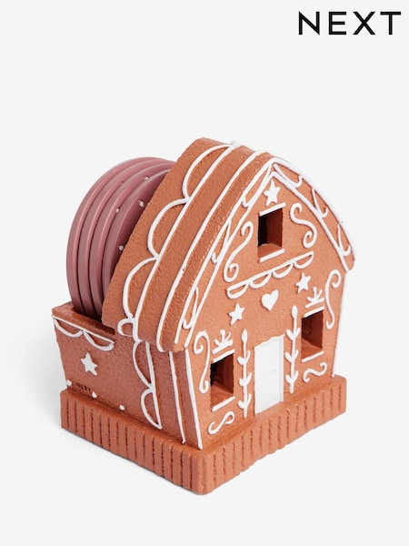 Set of 4 Natural Gingerbread Light Up Coasters (AW2219) | £30