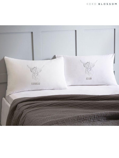 Personalised Highland 100% Cotton Cow Pillowcases by Koko Blossom (AW2265) | £28