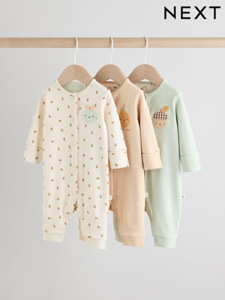 Cream Baby Popper Footless Sleepsuits 3 Pack (0mths-3yrs) (AW2296) | £20 - £22