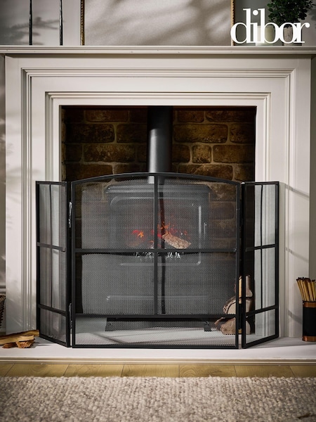 Dibor Black Window Pane Fire Guard (AW2388) | £78