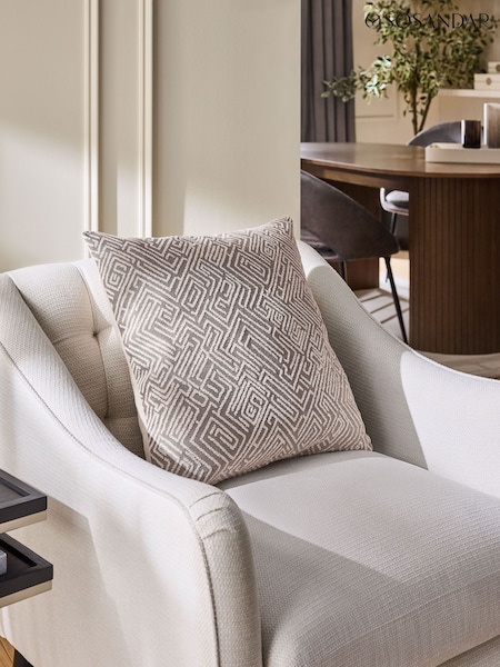 Sosandar Grey Novara Woven Geo Cushion (AW2395) | £22