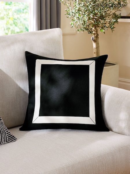 Sosandar Black Serafina Jacquard Border Cushion (AW2396) | £22