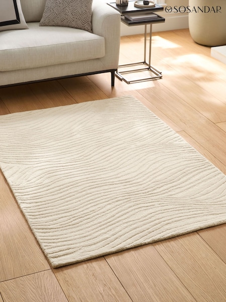 Sosandar Natural Mariana Ripple Wool Tufted Rug (AW2516) | £90 - £360