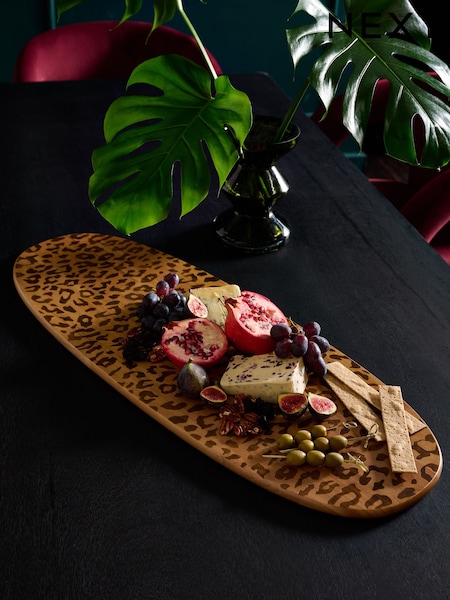 Natural Wood Leopard Print XL Serve Board (AW2579) | £34