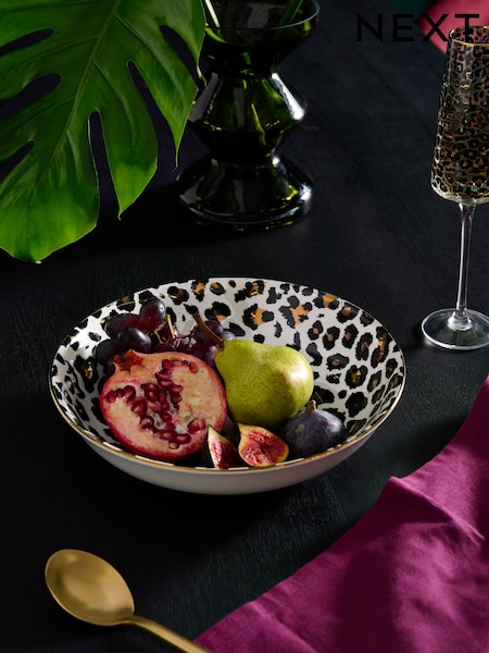 Black Leopard Print Serving Bowl (AW2581) | £18