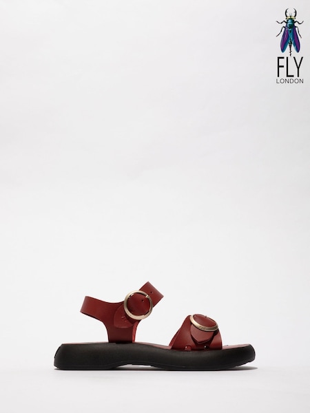 Fly London Red Bunk Two Strap Buckle Sandals (AW2641) | £95