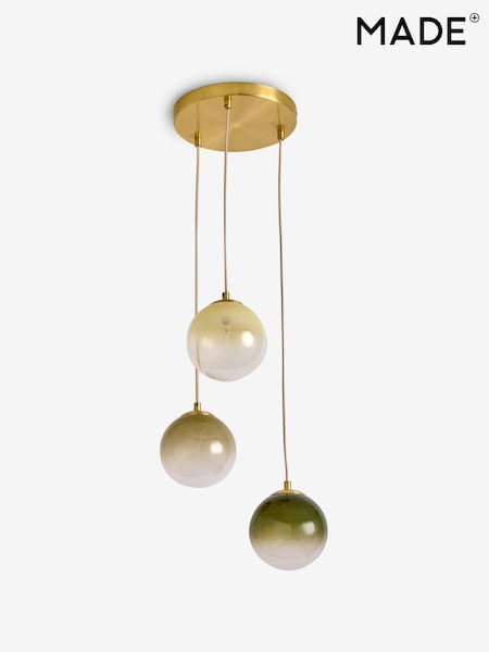 MADE.COM Brass/Green Ombre Globe 3 Light Ceiling (AW2662) | £139